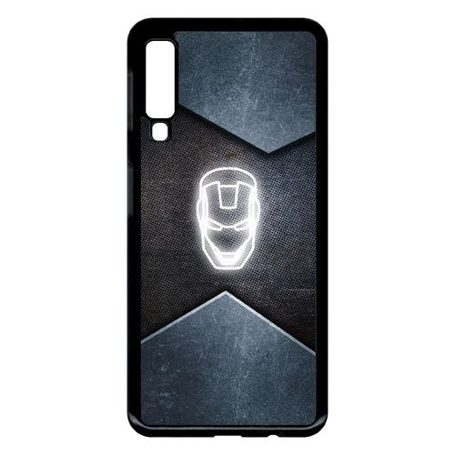 Coque Pour Smartphone - Superhero Iron The Man - Compatible Avec Samsung Galaxy A7 (2018) - Plastique - Bord Noir