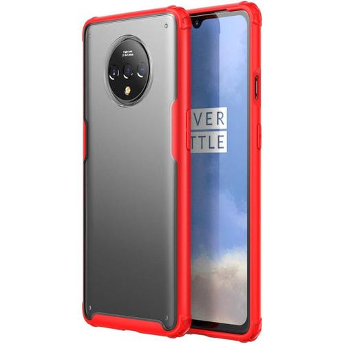 Coque Oneplus 7t, Ultra-Mince Couverture Arrière Transparente, Ultra-Léger Flexible D'absorption De Choc Anti-Chute Coque Pour Oneplus 7t - Rouge