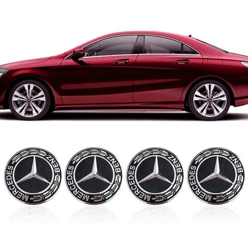 Couvercle de Moyeu de Roue Mercedes, Badge de Logo de Voiture pour le Centre  de Roue 4 Pièces, pour Mercedes Benz (Noir 75mm)