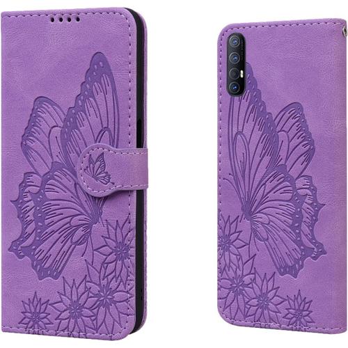 Coque Pour Oppo Find X2 Neo 5g Housse Etui En Cuir Pu Rétro Portefeuille De Protection Fonction Stand Fente Carte Pour Oppo Find X2 Neo 5g Violet