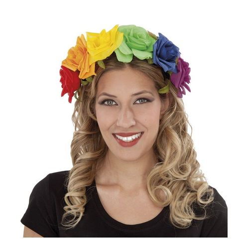 Diadème Fleurs Arc-En-Ciel (Taille Unique Adulte)