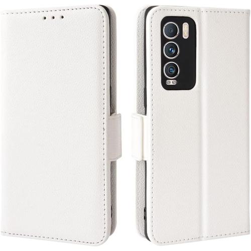 Coque Pour Realme Gt Master Edition, Etui Antichoc Premium En Cuir Pu/Tpu Protection Housse Ave Portefeuille Magnétique Fentes Pour Cartes . Blanc