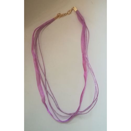 Tour De Cou Multi-Cordons Coton/Organza Mauve
