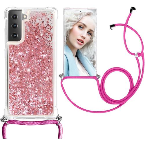 Compatible Avec Samsung Galaxy S22 Housse De Protection En Silicone Paillettes Avec Cordon De Serrage 360 ° Pour Téléphone Portable Samsung S22 5g