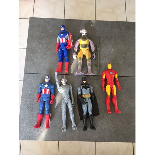 Lot De 6 Grandes Figurines Marvel Batman, Iron Man, Capitaine America.. 2004..