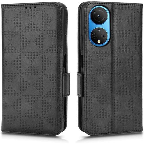 Coque Pour Huawei Honor X7, Protection Etui Antichoc Tpu Housse Premium En Cuir Pu Ave Portefeuille Fentes Pour Cartes Fermeture Magnétique . Noir