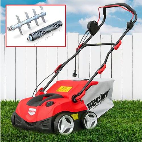 Hecht jardin 1999 Scarificateur aérateur électrique 2EN 1 2000W 22doubles griffes bac 45L 16 couteaux 3niveaux réglable 4200tr/min