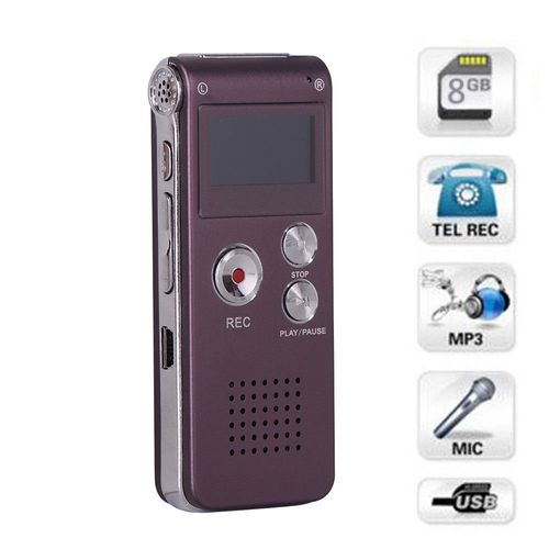8 Go rechargeable en acier Enregistreur vocal numérique son Dictaphone Lecteur MP3 Enregistrement@dzv3282
