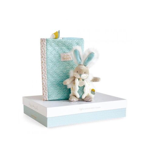 Coffret Protège Carnet De Santé Et Peluche Lapin De Sucre Amande - Doudou Et Compagnie