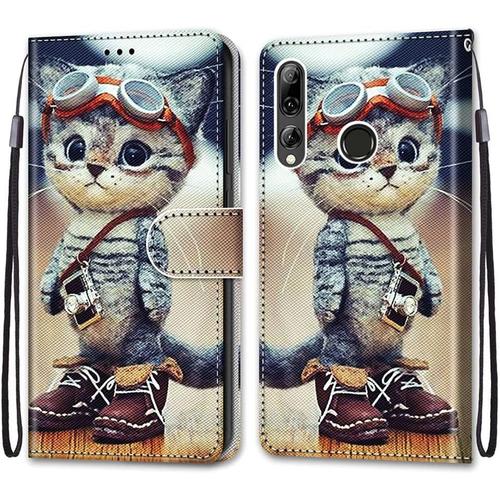 Coque Portefeuille Compatible Avec Huawei P Smart Plus 2019/Honor 20 Lite Flip Étui Case Position De La Carte Et Fonction Support Caméra Chaton