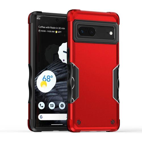 Coque Pour Google Pixel 7, Étui Armure Robuste Antidérapant Militaire Antichoc Housse De Protection, Tpu+Pc Couche Double Hybride Hardcase - Rouge