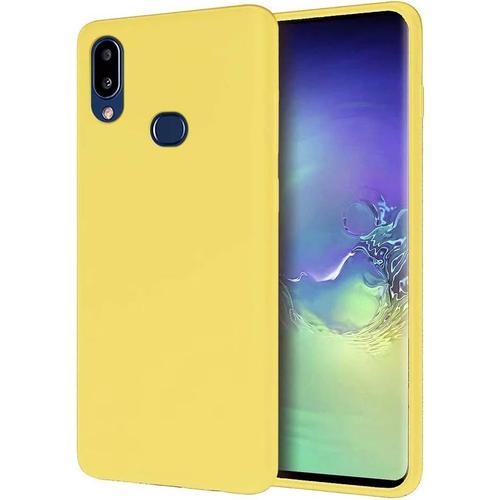 Coque Pour Samsung Galaxy A10s, Coque En Silicone, Avec Protecteur D'écran , Étui De Téléphone Portable Anti-Choc Anti-Empreintes Digitales, Jaune