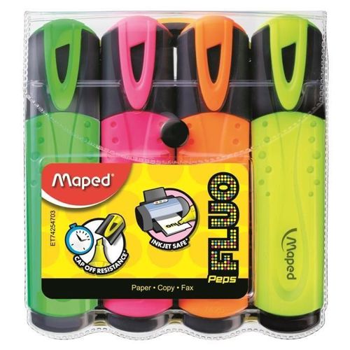 Maped Pochette De 4 Surligneurs Peps Fluo - Couleur Assorties