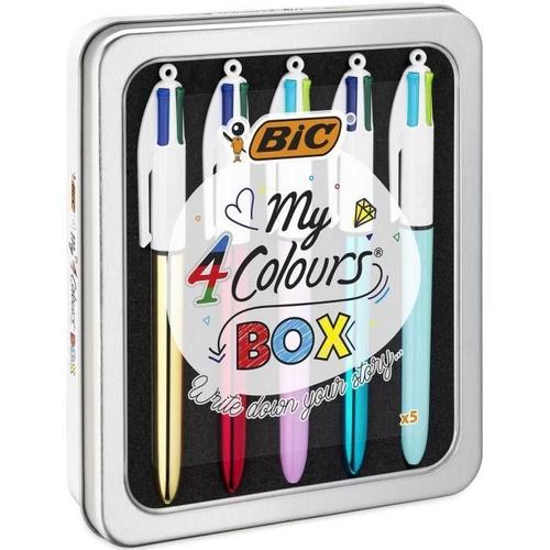 Bic My 4 Colours Box - Stylos-Billes Retractables A Pointe Moyenne -1.0 Mm-. Boite De 5