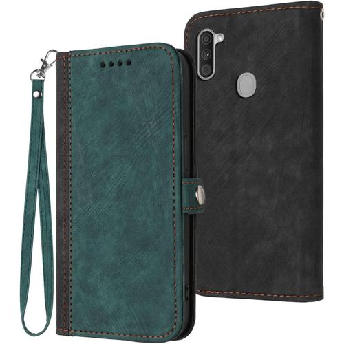 Coque Cuir Pour Samsung Galaxy A11,Etui En Cuir Pour Téléphone Portable Coque Pour Samsung Galaxy A11 Sm-A115f/Ds Sm-A115f Coque Housse Etui Green