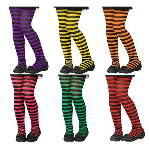 Collants Pour Enfant À Rayures Plusieurs Couleurs (Couleur Orange)