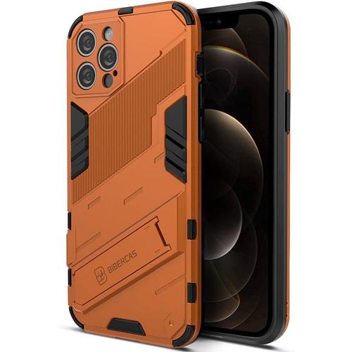 Coque Iphone 12 Pro Max,Cover Pare Chocs En Tpu Souple Antichoc De Qualité Militaire Avec Support Robuste Etui Coque Pour Iphone 12 Pro Max -Orange