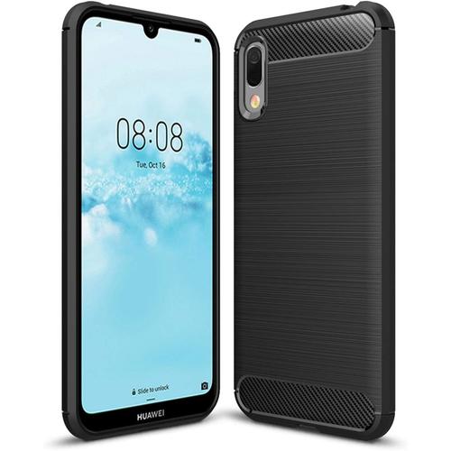 Coque Huawei Y6 Pro 2019 , Etui De Protection En Tpu Ultra-Mince Souple Et Léger Avec Conception En Fibre De Carbone Pour Huawei Y6 Pro 2019 - Noir