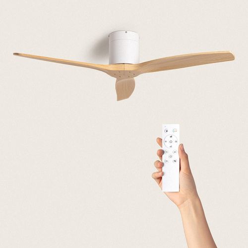 Ventilateur de Plafond Silencieux Angistri Blanc 132cm Motor DC Avec lumière Télécommande Bois foncé Non