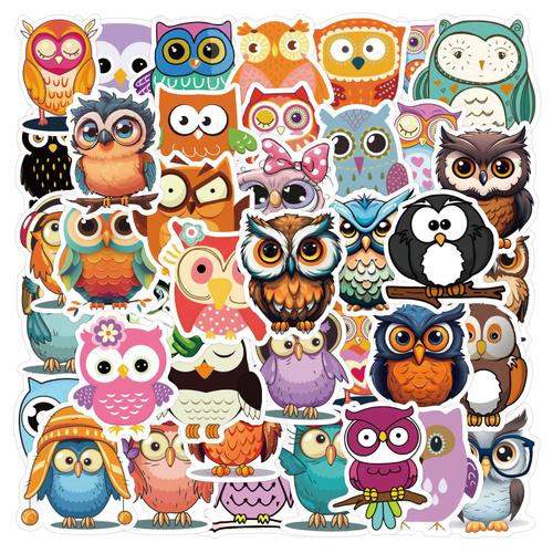 100 Pièces [Hibou] Dessin Animé Mignon Hibou Graffiti Autocollants Pour Décorer Valises, Guitares, Planches À Roulettes, Autocollants Imperméables A3759