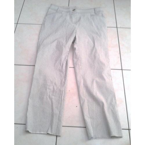 Pantalon Blanc Rayé Gris Taille 36 ...