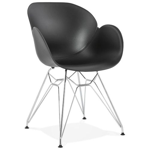 Chaise Moderne 'unami' Noire En Matière Plastique Avec Pieds En Métal Chromé