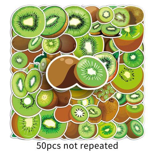 100 pièces de kiwi kiwi fruit dessin animé fruits nourriture gourmet étanche décoration étui de téléphone portable bagages à main bagages autocollants A6150