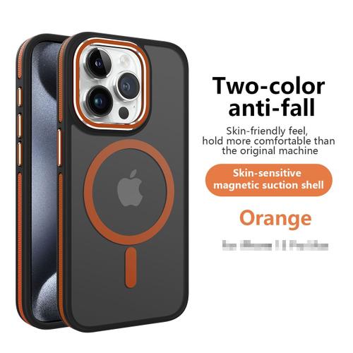 Etui Coque Pour Iphone 12 Pro Max,Respectueux De La Peau,Support Wireless Charging,Coque De Protection De Téléphone Anti-Chute,Orange