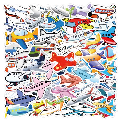 100 Pièces [Avion De Dessin Animé] Autocollants Graffiti D'avion De Dessin Animé Pour Enfants Pour Décorer Les Valises, Guitares, Ordinateurs, Planches À Roulettes, Autocollants De Tasse Imperméables A6494
