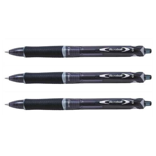 Pilot Lot De 3 Stylos Bille Acroball Begreen Pointe Fine Noir