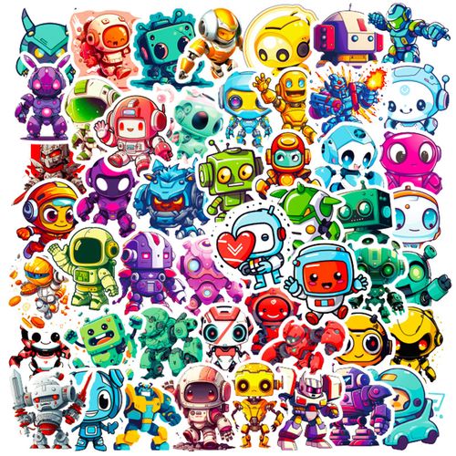 100 feuilles d'autocollants de robot de chargement de dessin animé, autocollants créatifs de robot de chargement de dessin animé pour enfants, autocollants de valise robo A7238