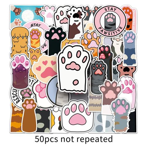 100 Pattes De Chat Pattes De Chat Mignonnes Manuel Autocollants Dessin Animé Animal Chat Enfants Autocollants Guka Téléphone Portable Ordinateur Décoration Étanche A7005