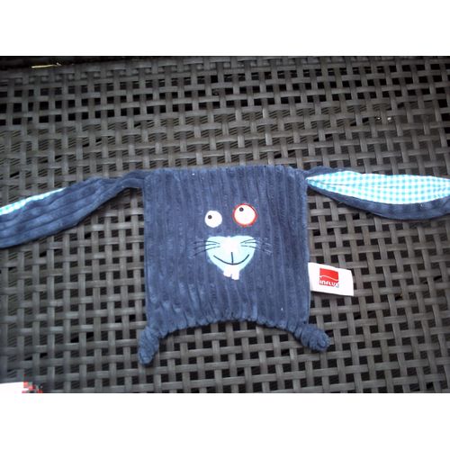 Doudou Lapin Plat Bleu Influx