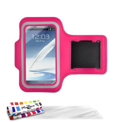 Brassard De Sport Rose Fushia Etanche Pour Samsung Galaxy Note + 3 Films
