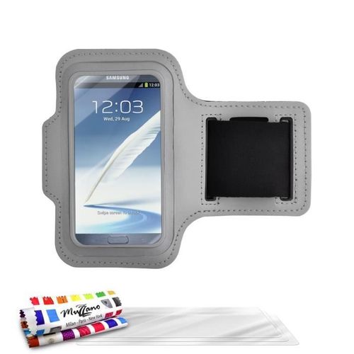 Brassard De Sport Gris Etanche Pour Samsung Galaxy Note + 3 Films