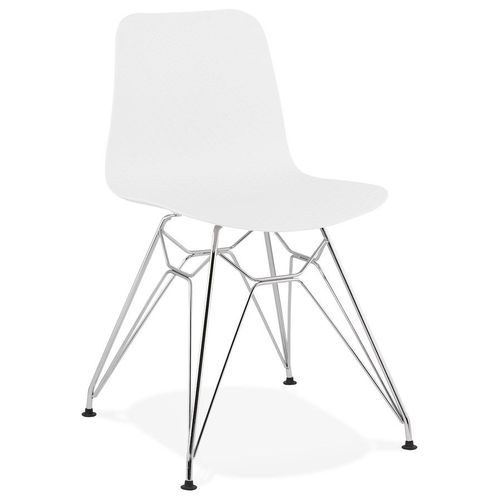 Chaise Design 'gaudy' Blanche Avec Pied En Métal Chromé