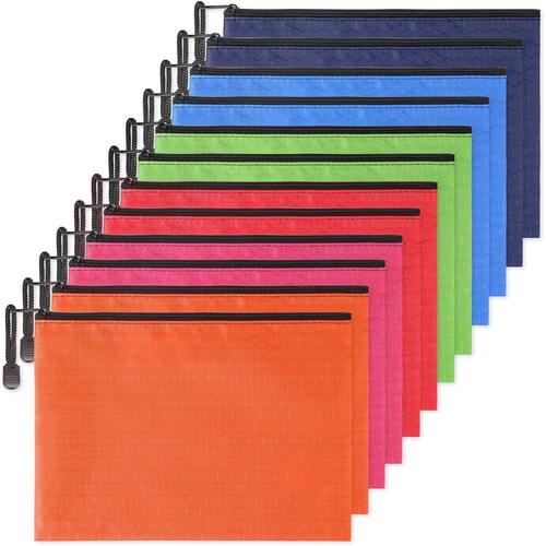 Orange,Rose,Rouge,Vert,Bleu Ciel,Bleu Foncé Orange,Rose,Rouge,Vert,Bleu Ciel,Bleu Foncé Pochette Document Zip A5 12 Pcs Chemise Paquet Portefeuille Pochette Document