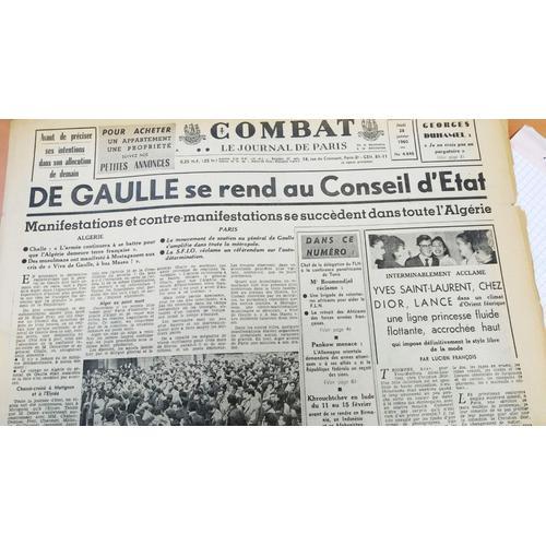 Combat - Le Journal De Paris N°4848 Jeudi 28 Janvier 1960