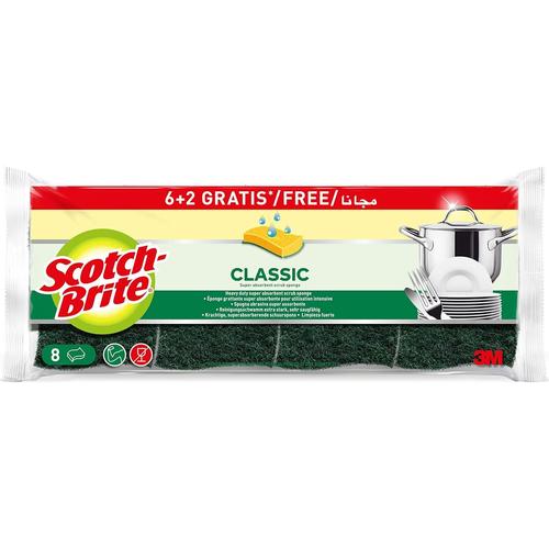 Vert - Classic Vert - Classic Vert - Classic Scotch Brite Classic éponge Vaisselle Grattante, 6 + 2 Gratuites par lot - élimine la Graisse et Idéal