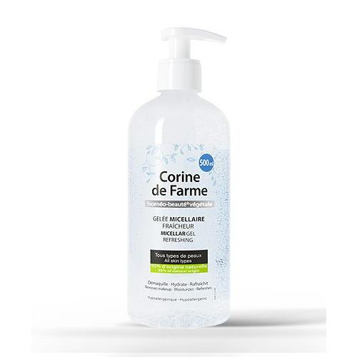 Corine De Farme - Gelée Micellaire Fraicheur -Nettoie Parfaitement - Peaux Réactives & Sensibles - Extrait De Bleuet - 100% Made In France - 500 Ml 