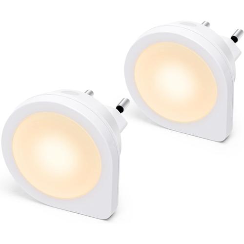 Capteur de Lumière - Q Shape Veilleuse Enfant avec Capteur de Lumière, Lot de 2 Lampe Nuit LED, Veilleuse Prise pour Chambre Bébé, Chambre, Cuisine, Couloir, Escalier, Salon, 0.2W Lampe de