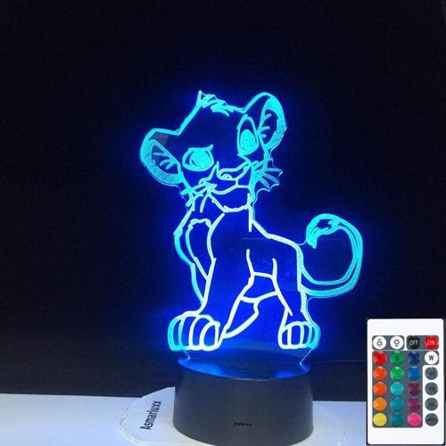 Lampe Illusion 3D Veilleuse LED Le Roi Lion Simba Figure Bébé Capteur Tactile Changement De Couleur Pour Enfants Enfant Chambre Lampe De Table Décor à La Maison Anniversaire Vacances Cadeaux