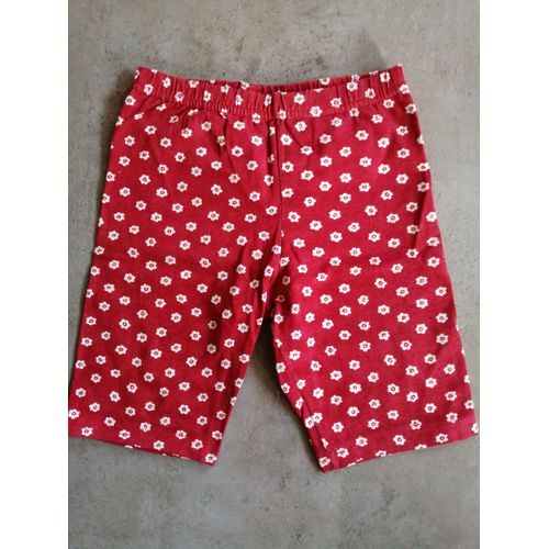 Bermuda Cycliste Rouge Foncé Fleurs Blanches 6 Ans Pree's Club