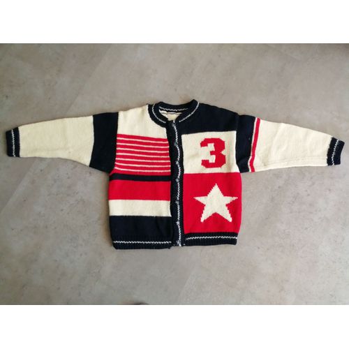Gilet Tricoté Main Taille 8 Ans