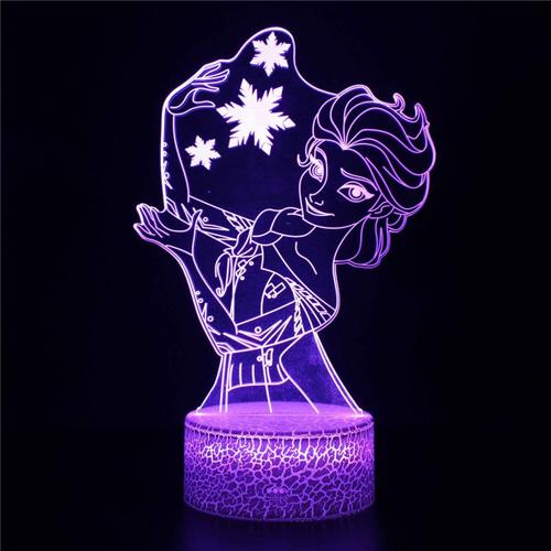 La Reine des Neiges Elsa Lumière de nuit 3D LED Illusion optique Lampe La Reine des Neiges Elsa Enfants Nuit Lumière 16 Changement de Couleur de Modélisation Bébé Luminaires de Sommeil Visual Anime