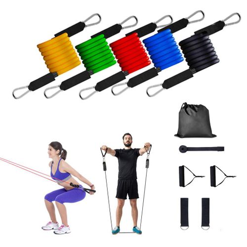 Résistance Exercice Band Set Yoga Pilates Abs Fitness Bandes D'entraînement Tube 11pcs@Pao4585