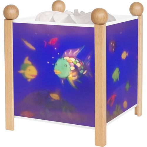 Poisson Arc En Ciel - Veilleuse - Lanterne Magique - Le Poisson Arc En Ciel. - Idéal Cadeau Enfant - Dessin Animé - Lumière Rassurante - Couleur Bois Naturel - Ampoule 12v 10w Inclue - Prise Elec. Eu