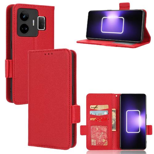 Étui Pour Realme Gt Neo 5 Magnétique Portefeuille Boucle Latérale Cuir Pu Titulaire De Fentes Pour Cartes - Rouge