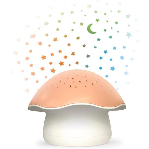 Pink Mushroom X Kid Sleep - Projecteur D'étoiles - Musical - Champignon Rose - Veilleuse - Sommeil Nomade - Bébé & Enfants - Berceuse -Bruits Blancs - Détecteur De Pleures Optionnel - Minuteur Intégré