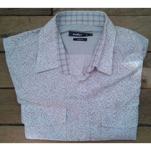 Chemise Celio Blanche À Motifs Floraux Roses Taille M Slim Fit